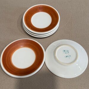 White and Brown demitasse dishes set of 5
